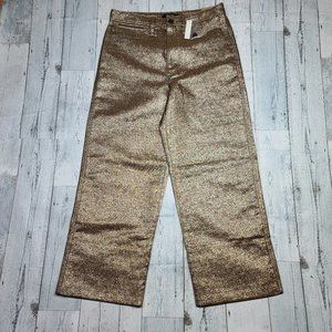 Madewell Gold Metallic Slim Emmett Wide-Leg Crop